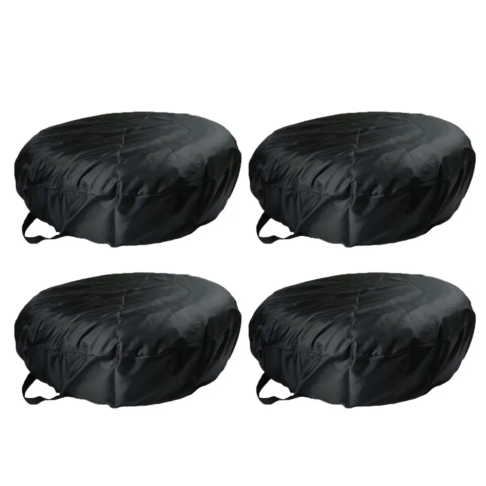 

4Pcs Black Oxford Cloth Spare Tire Covers Waterproof Car Wheel Tire Cover Size L 80x47 Protective Dustproof