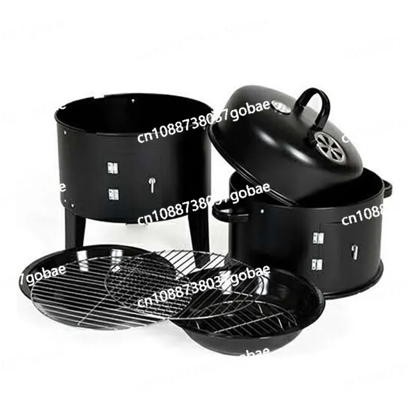 

Household Vertical Multi-layer Smoked Grill BBQ Double Layer Smoked Grill Picnic Charcoal Stew