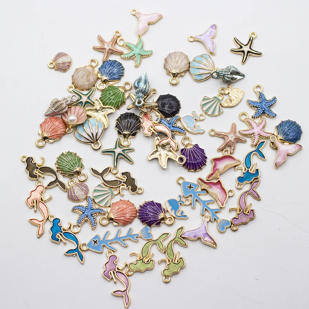 20PC/lot sea shell star mermaid Pendant charm Fit For Glass Magnetic Floating Locket Bracelet Necklace Making