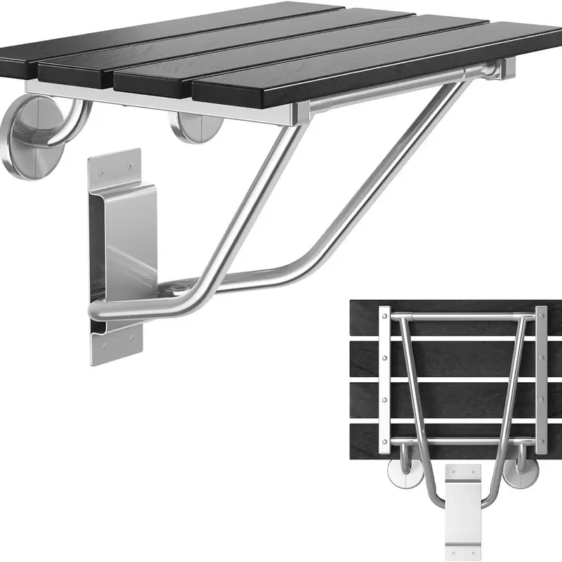 Wall Mounted Folding Shower Seat for Adults Heavy Duty Bathroom Chair Space Saving Foldable Stool with Non Slip Surface Safe