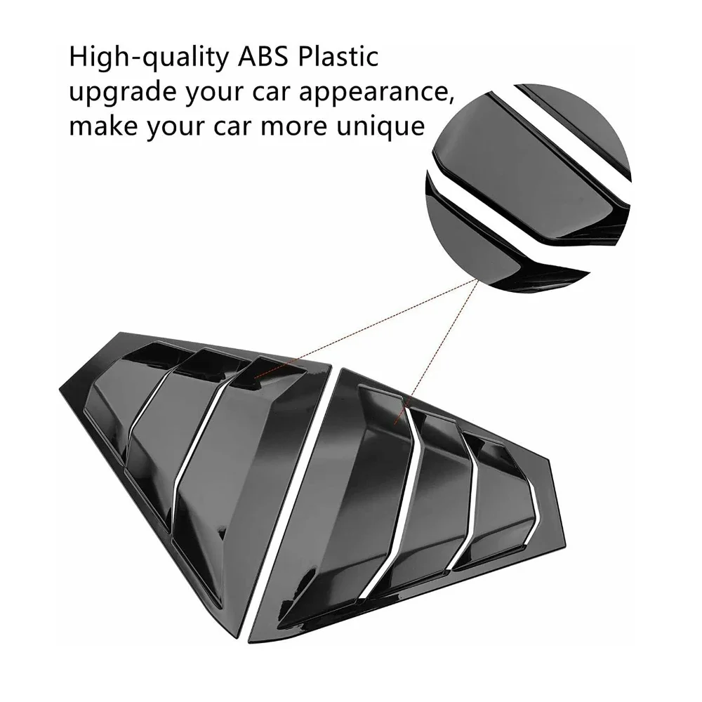 For Nissan Altima 2019-2022 Rear Outer Side Window Louvers Cover Decorative Window Air Vent Cover Spoiler Trim Gloss Black