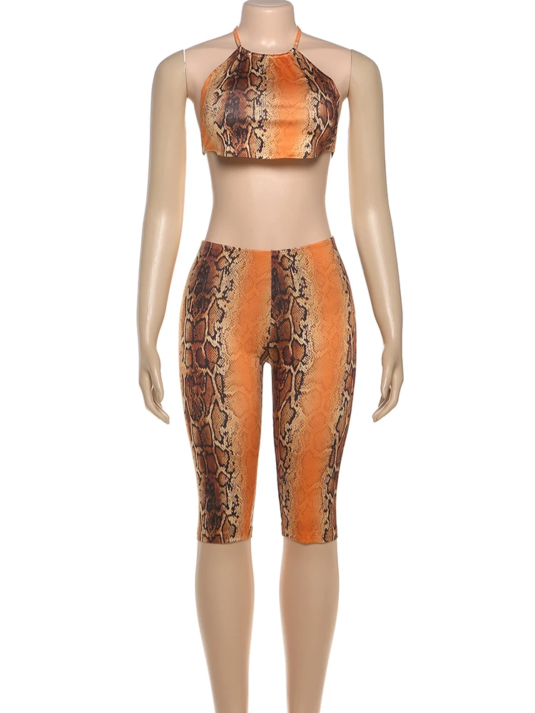 غريب سنور الأفعى طباعة مثير 2 قطعة مجموعة النساء الرسن تانك القمم + السراويل مطابقة تمتد الشارع الشهير محب منتصف الليل نادي وتتسابق