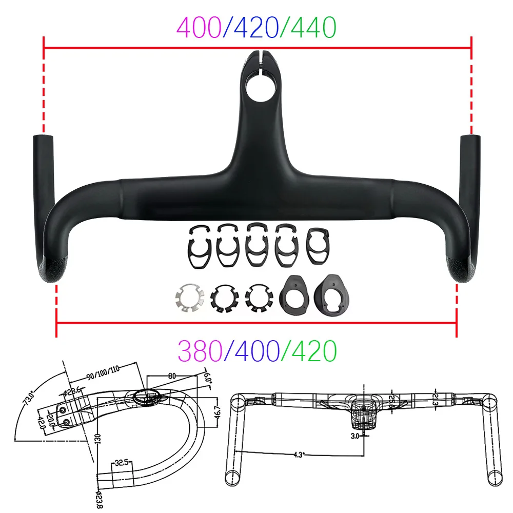 Carbon-Integrierter Fahrradlenker mit Vollinterner Kabelführung Rennrad-Dropbar 25 ° Ultraleichte Aero-Fahrradteile Fahrradlenker – Detail 2