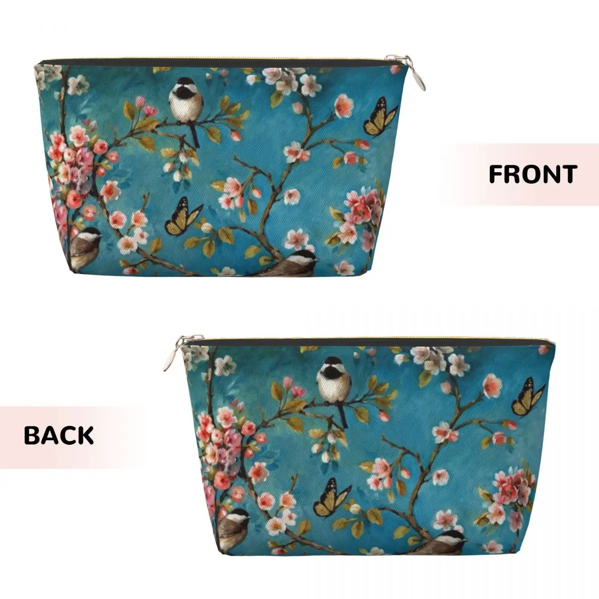 Custom  Birds Cherry Blossom Flowers Toiletry Bag Women Parrot Bird Cosmetic Makeup Organizer Ladies Beauty Storage Dopp Kit Box