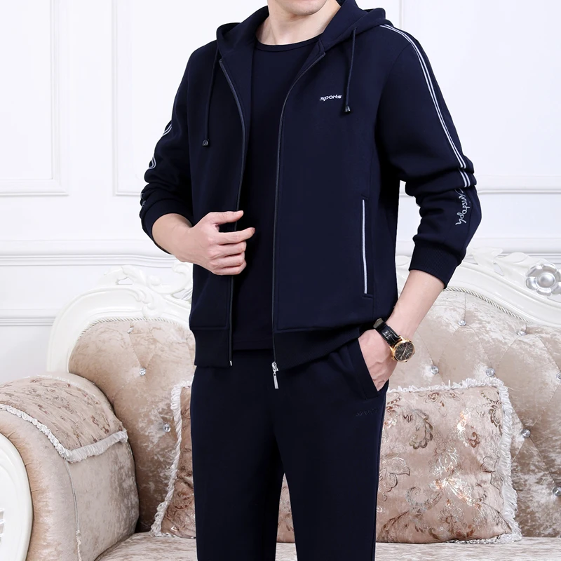 Mens Casual Sport Tracksuits Sportswear Jackets + Pants 3 Piece Male Running Jogging Suit Outfits Warm Fitness Outdoor Wear - Image 4