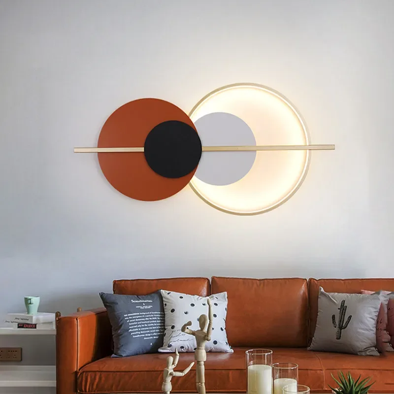 

Living room wall lamp decoration light luxury circular sofa background atmosphere lighting simple modern Nordic bedroom lamp