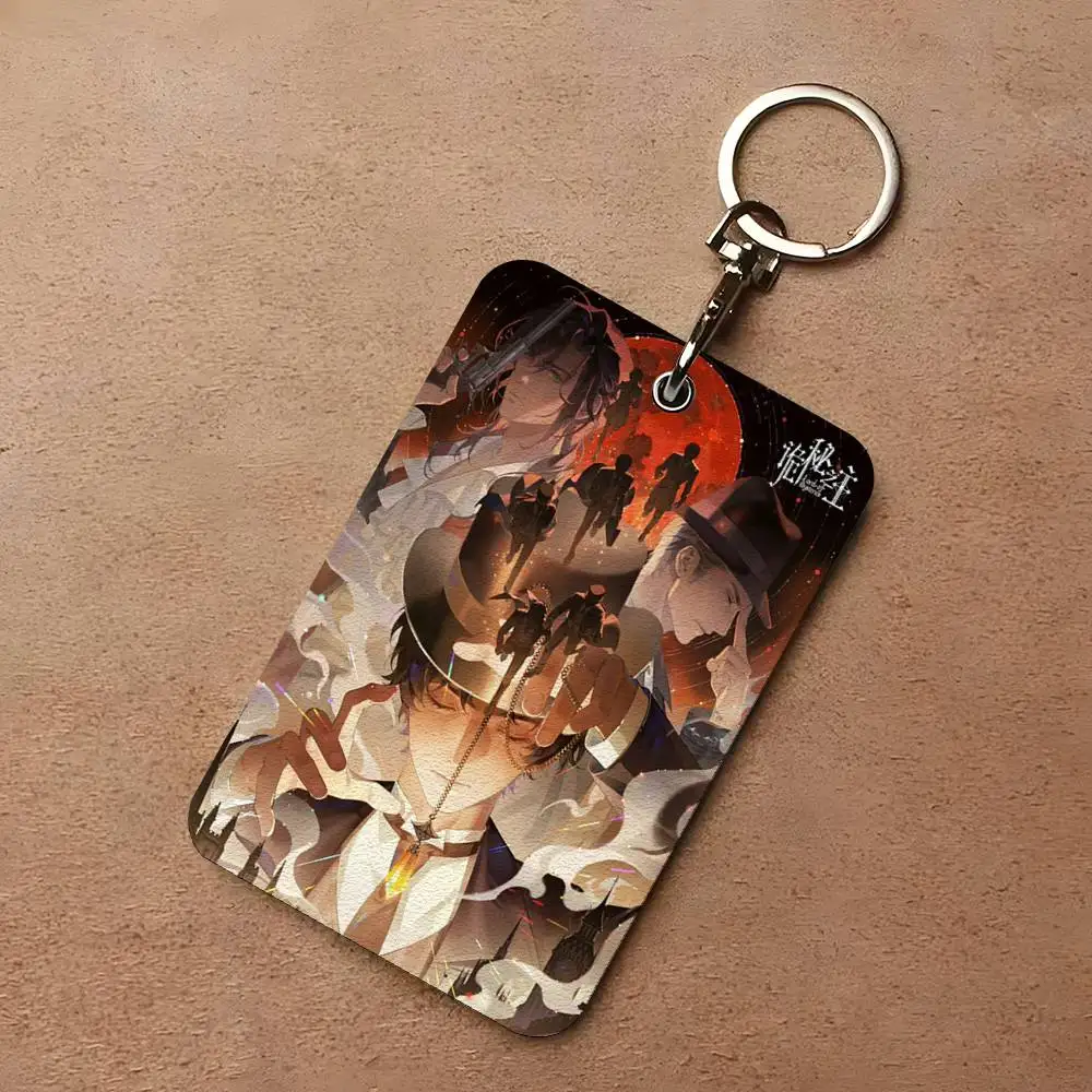 

1pc Lord Of M-Mysteries Card Case Keychain Access Card Bag Key Tag Ring Leather Card Holder Key Ring Access