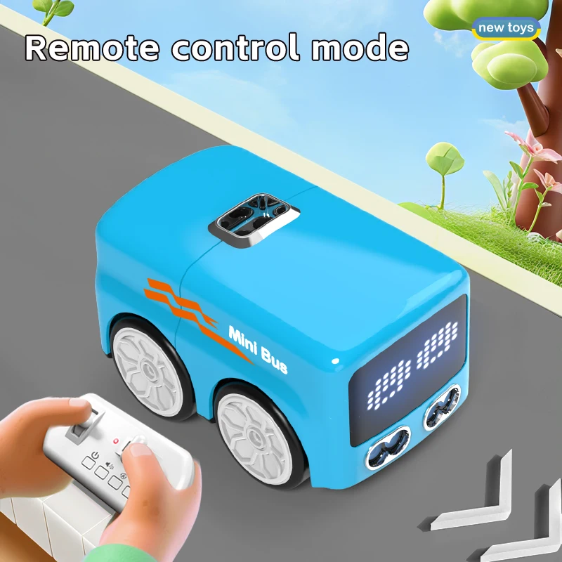 Smart RC Bus Mini Intelligent Remote Control Gesture Sensing Induction Follow Cartoon Car Animation Vehicle Toys Kids Xmas Gift