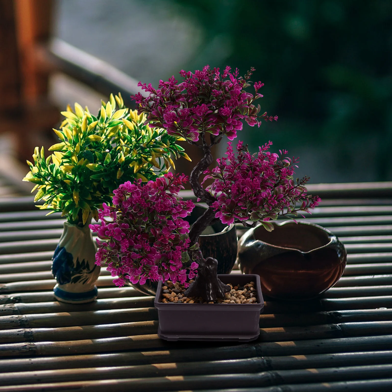 

Artificial Bonsai Plastic Simulation Green Plant Home Garden Decor Fake Potted Plant Practical and Easy to Clean