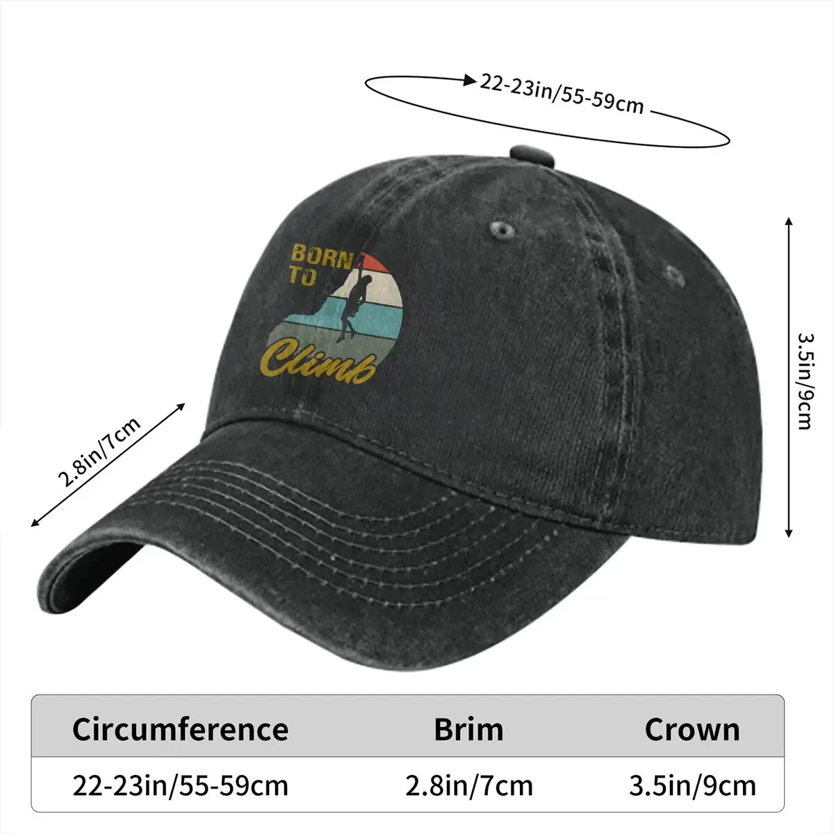 Pure Color Cowboy Hats Born To Climb Sunset Women's Hat Sun Visor Baseball Caps Mountain Climber Peaked Trucker Dad Hat