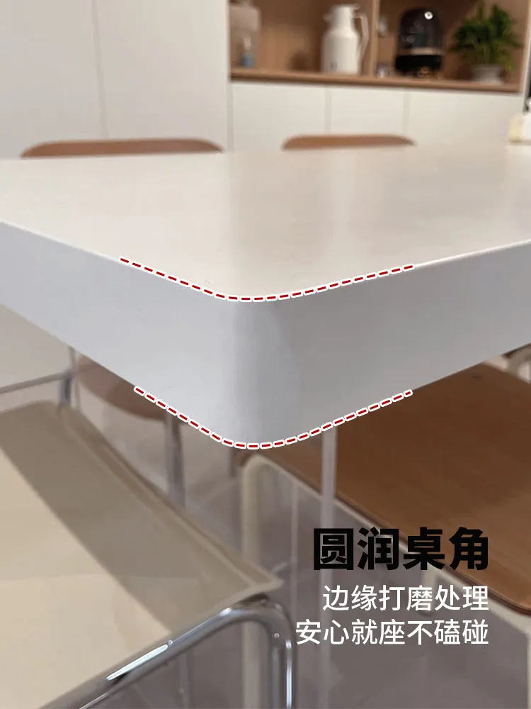 Acrylic suspended rock slab dining table hanging cream wind small apartment under rounded corners