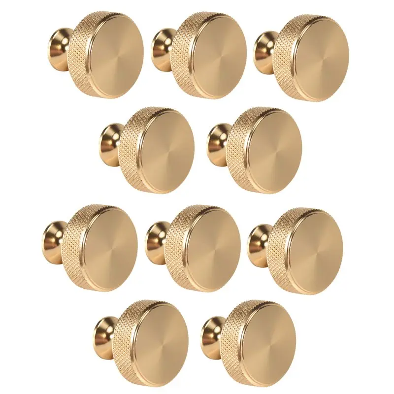 Top Sale 10 Pack 1.2 Inch Knurled Kitchen Cabinet Knobs Gold Drawer Knobs Round Dresser Knobs