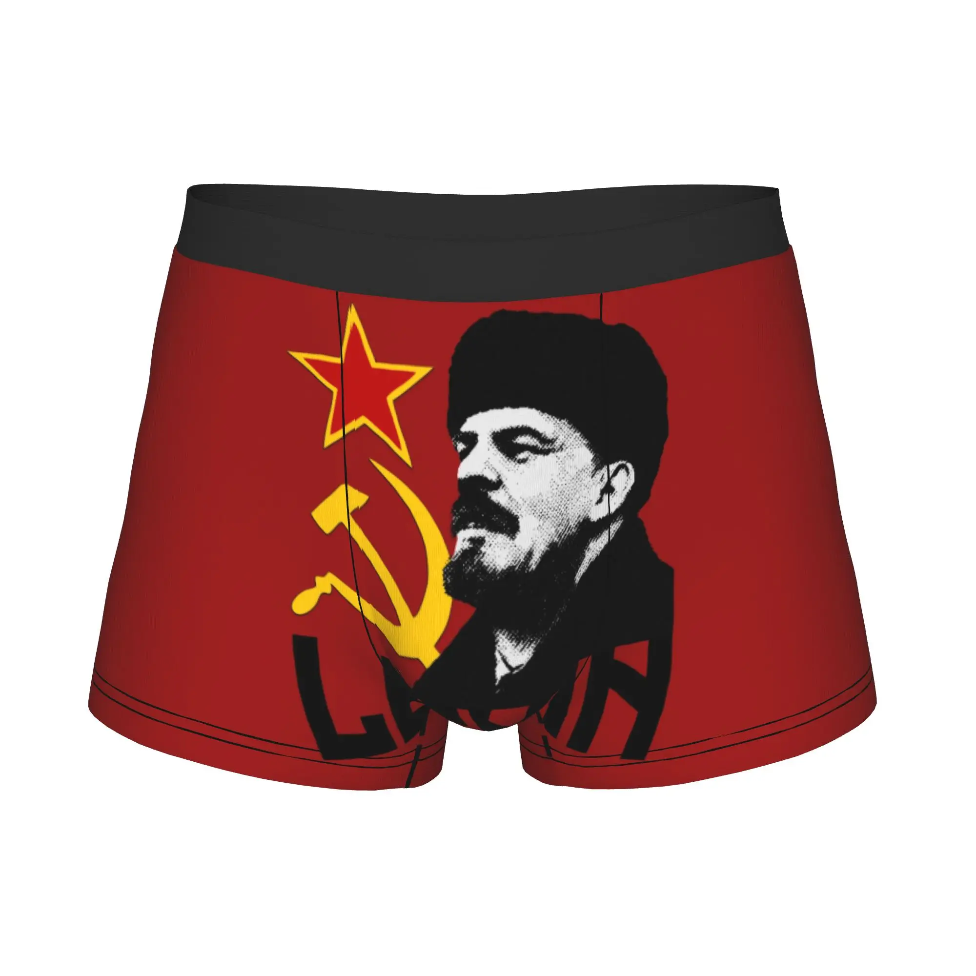 USSR Socialist Lenin Boxer Shorts For Homme 3D Print Russia CCCP Communist Flag Underwear Panties Briefs Stretch Underpants