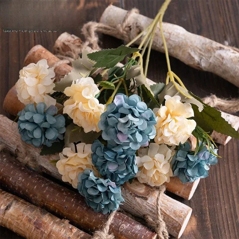 10 Stück Simulierte Globus-Chrysanthemen Seiden-Kunstblumen Gartendekoration Künstliche Cora-Ball-Chrysanthemen-Bündel Blaue Blüten – Detail 15