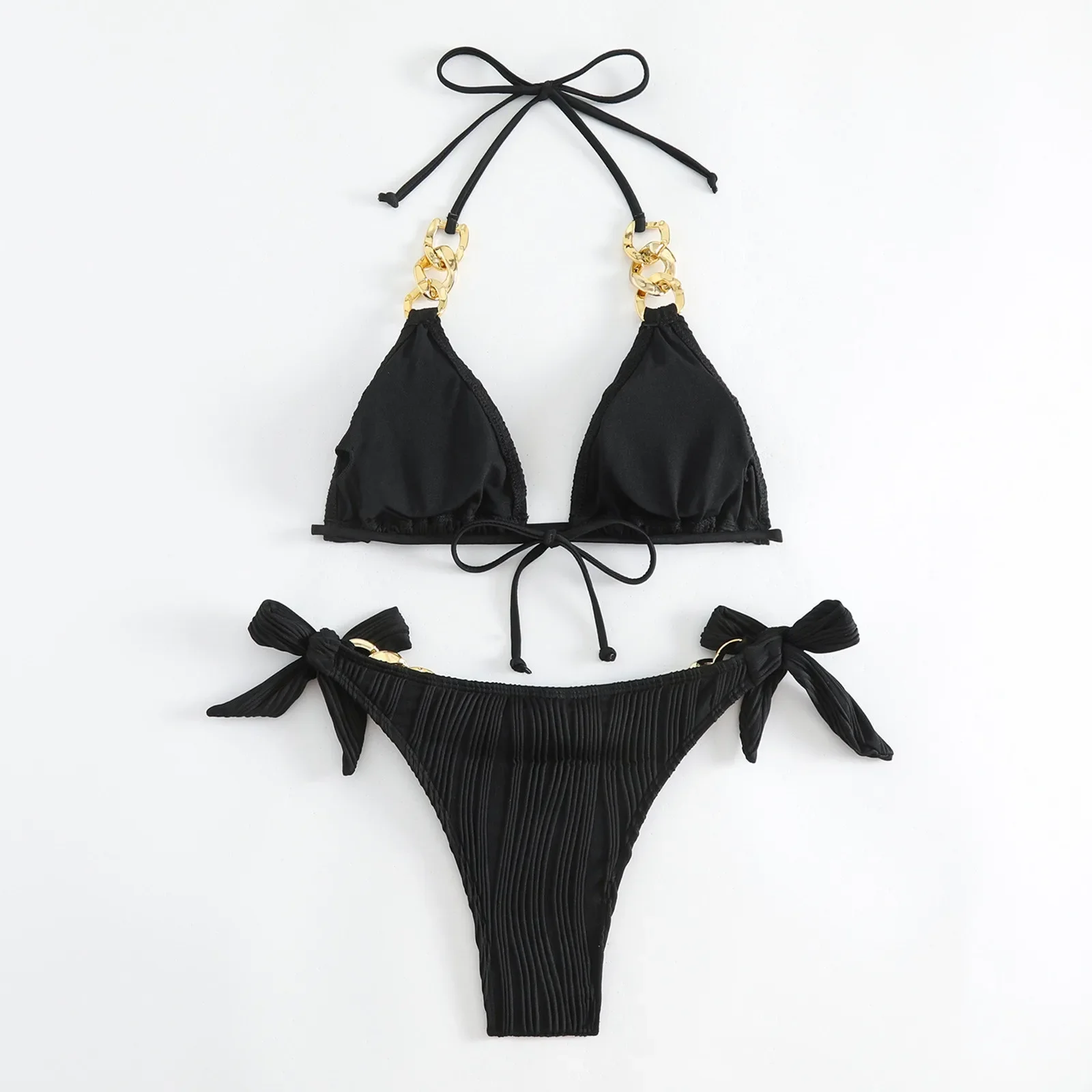 

Women'S Swimsuit Solid Color Bikini Sexy Lace Up Small Fresh Two Piece Swimsuit Swimsuit Shorts For Women Set купальник женский