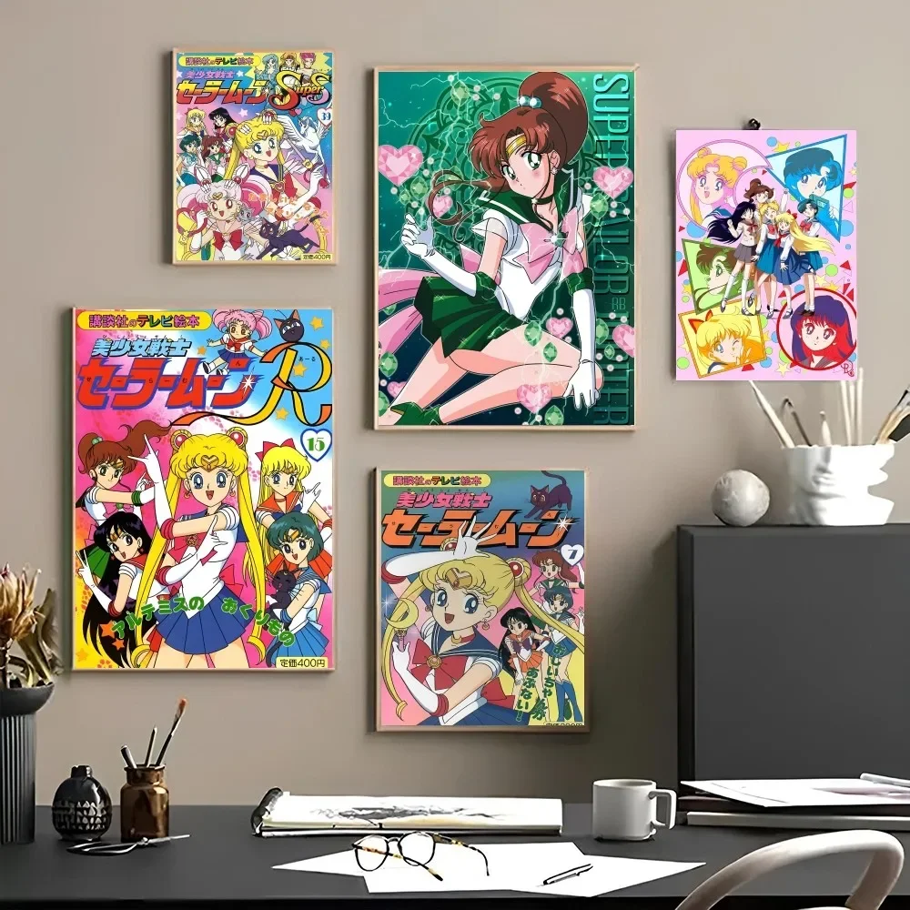 1 Pack Anime Girl Poster Self-Adhesive Art Waterproof Paper Sticker Cafe Bar Room Wall Decor S-Sailor Moon