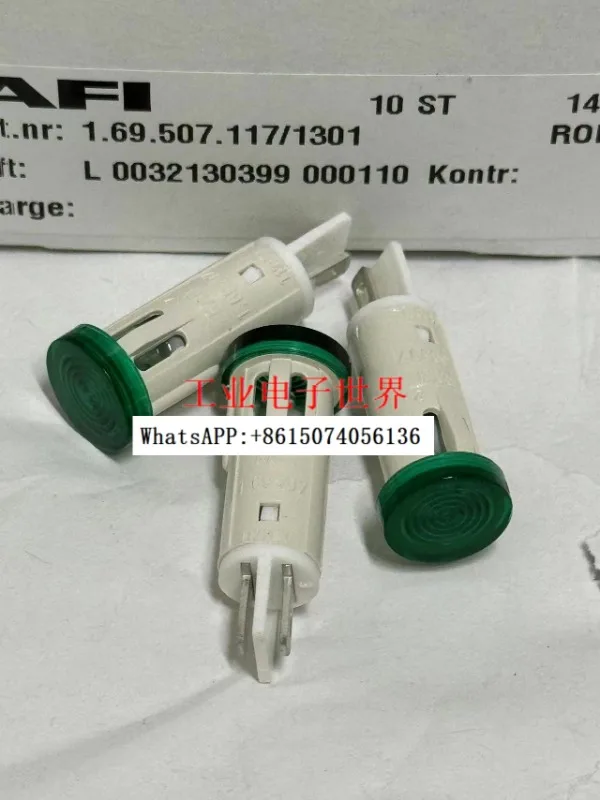 1.69.507.118/1502RAFI signal light 10mm round green light cover quick plug terminal 2.8 x 0