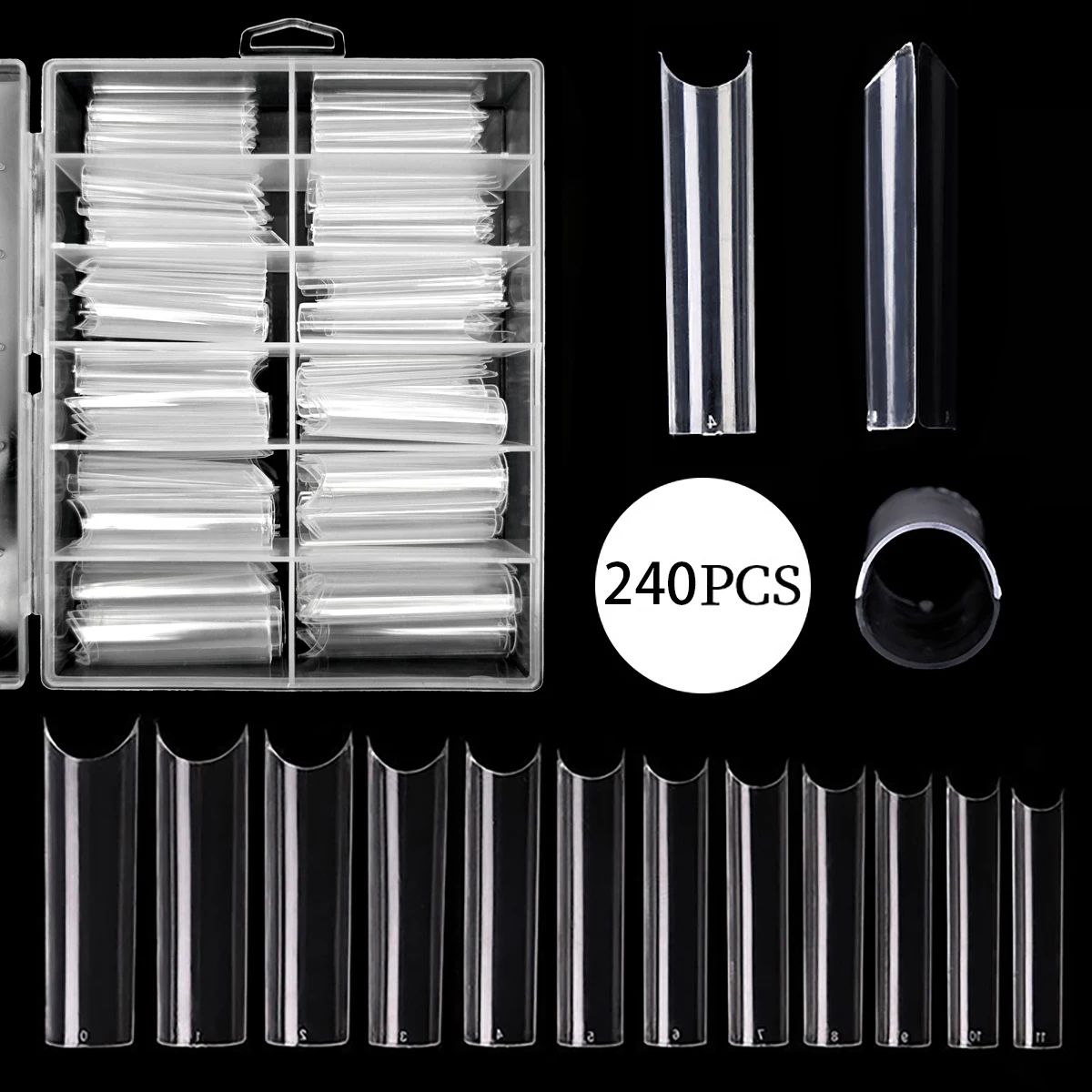240pcs/box XXL Extra Straight Nail Tips Long Square Coffin False Nails C Curved ABS Fake Nails Manicure Salon Nail Art Tools