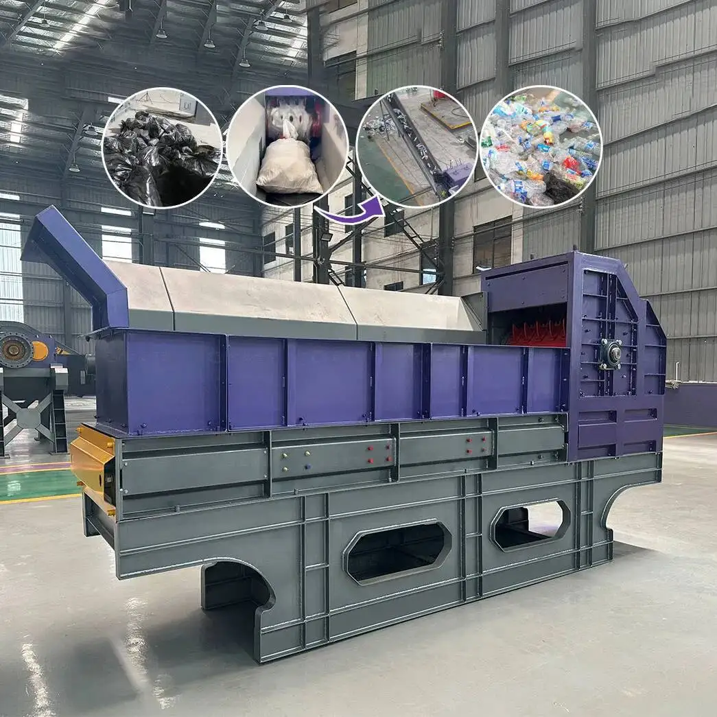 Horizontal Opener Shredder Integrated Feeding And Bag Breaking Machine With Waste Sorting Line