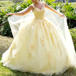 Exquisite Yellow Evening Party Dresses Sweetheart Spaghetti Strap Floor Length A-Line Fancy Flowers Princess Women Prom Gowns