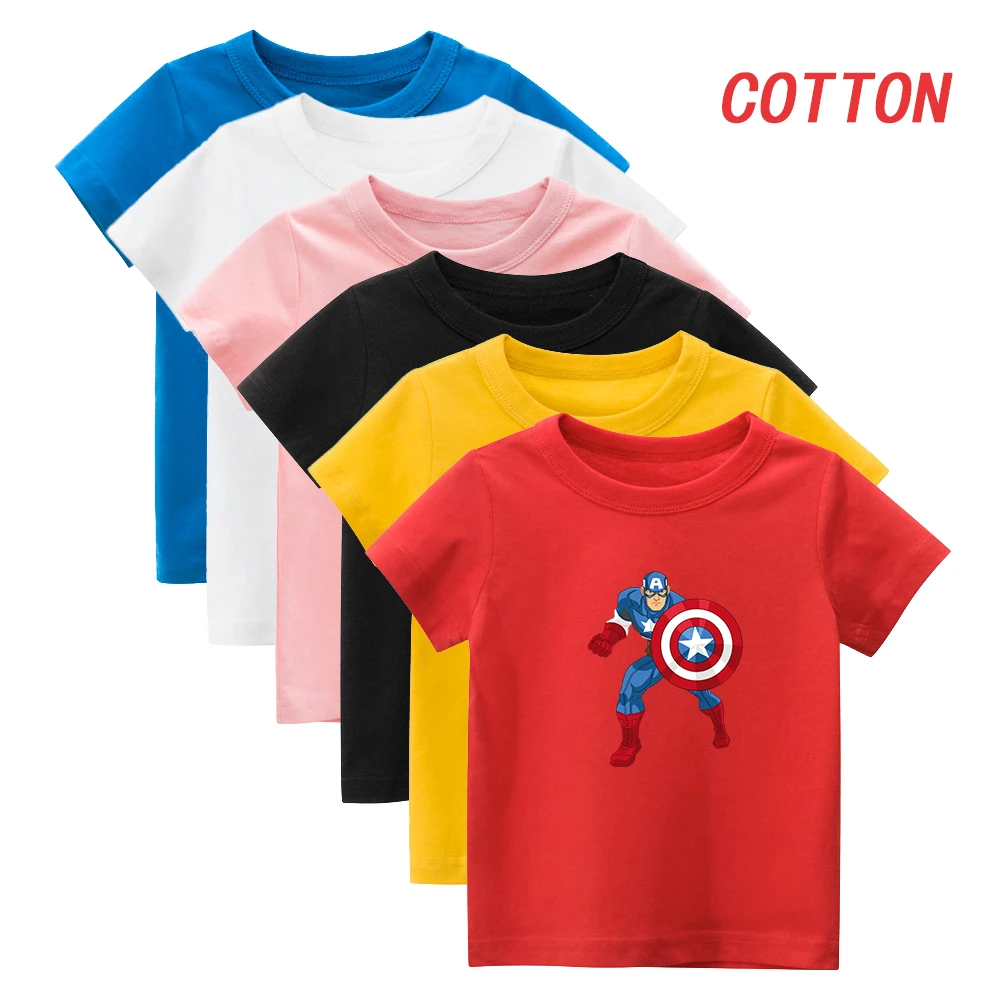 2024 New Kids Short-sleeved Sportswear Cute Print Tees T-shirts Boys Girls Casual Custom Style Trend Tops High Quality Cotton