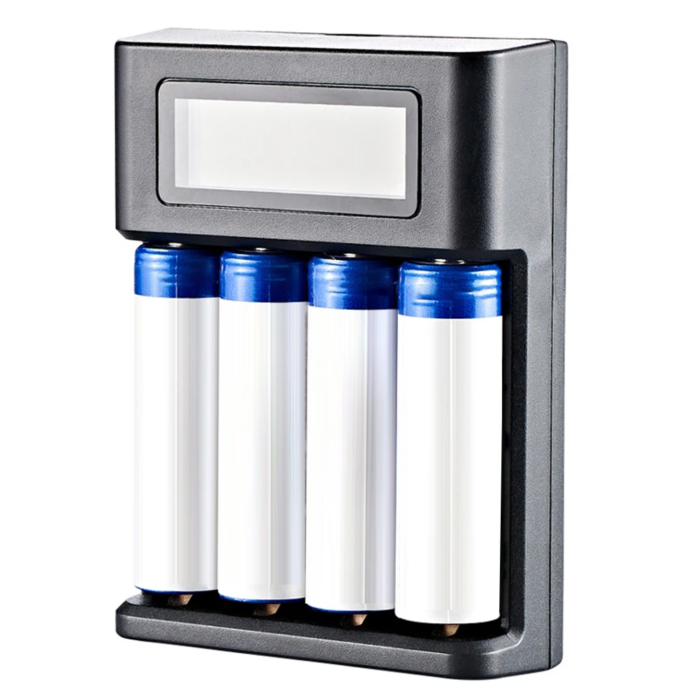 4 Slots LCD Display LCD Battery Charger Independent Slot Smart LCD Charger USB Input for 1.2V Ni-MH/Ni-CD Rechargeable Batteries