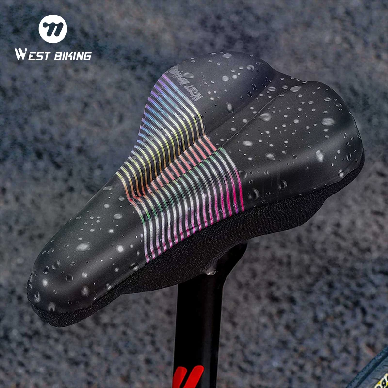 WEST BIKING Bicycle Saddle Cover PU Leather Rainproof Foam Shock-absorbing MTB Road Bike Cycling Seat Cushion Protective Cover