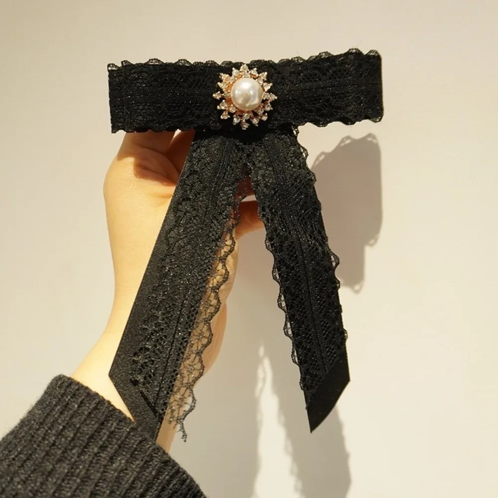 ファッションブラックメモリアルブラックリボンボウノットブローチポリエステルヴィンテージカラープリタイドネクタイクリップネックラインデコレーションピン女性用