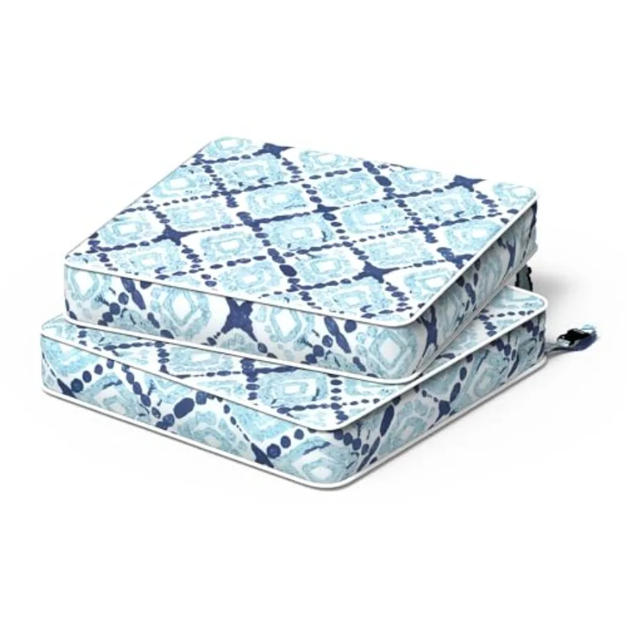 Patio Chair Cushions 19 x 19 x 3 Inch, Outdoor Cushions for Patio Furniture, Water Repellent Outdoor Seat Cushions with Straps