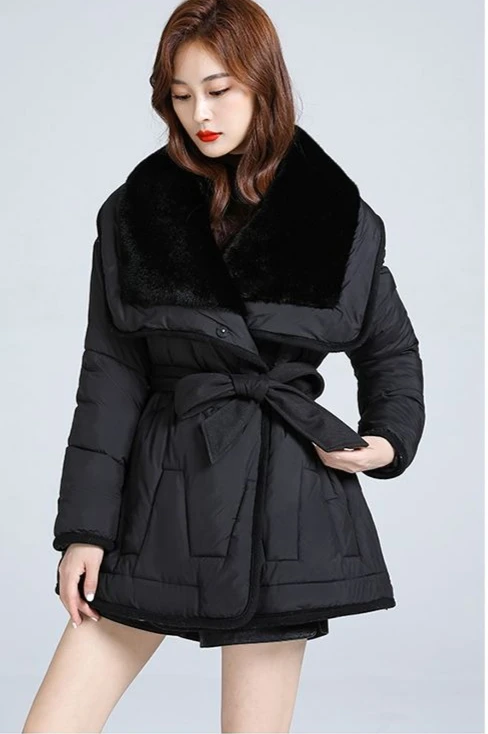 

2025 зимняя женская пуховая хлопковая куртка с большим воротником, модная хлопковая куртка большого размера