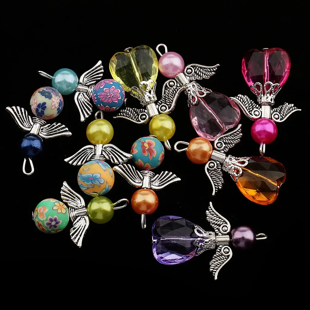 Handmade Angel Wing Charms Mixed Color Pendant Beads Trendy Jewelry Findings Necklace Earring Making for DIY Crafts