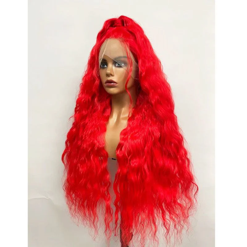 Webster Natural Red Long Synthetic Curly For Black Women Heat Resistant Lace Front With Baby Hair Lace Wigs Daily Cosplay