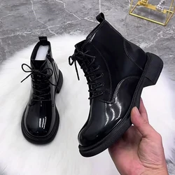 2024 New Flat-Bottomed Patent Leather Mango Head Fashion Boots Autumn And Winter Fashion Women'S Boots