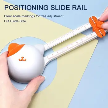 Paper Card Photo Circular Paper Cutter Cute Kitty Safe 360° Rotary Circle Cutter Crafts DIY Round Cutting Tool Laminate