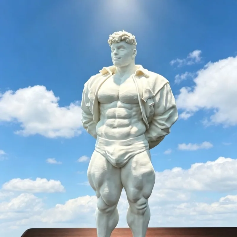 20cm Bodybuilding Muscle Strong Man Statue 3D Print White Mold Figure DIY Painting Gym Desktop Decor Display Ornament