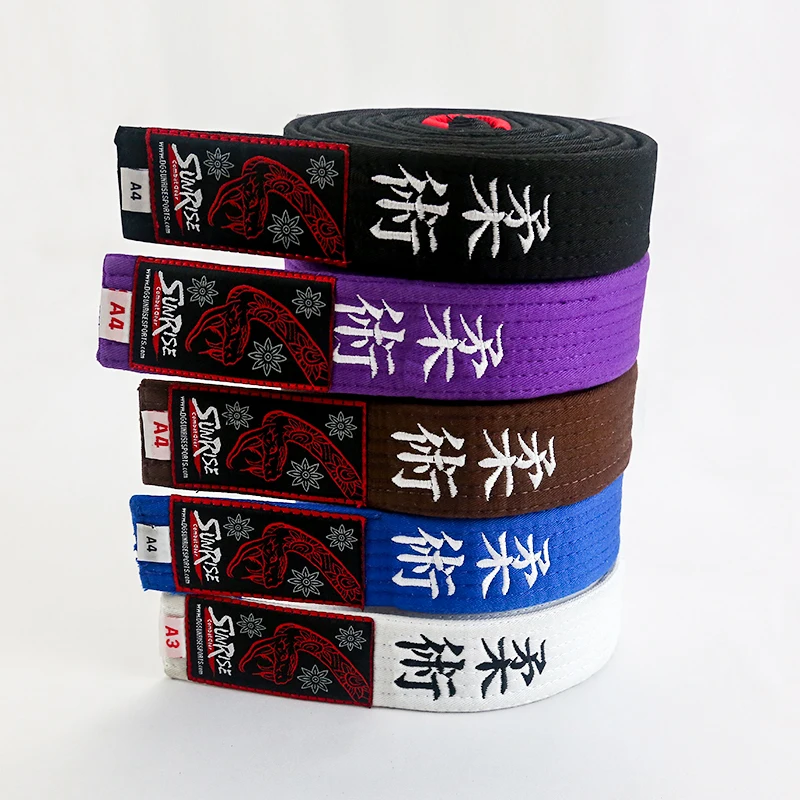 Sunrise High-End Professional Judo Belt with Embroidered Kimono Silk Rope Martial Arts Uniform Belt for Grappling And Judo