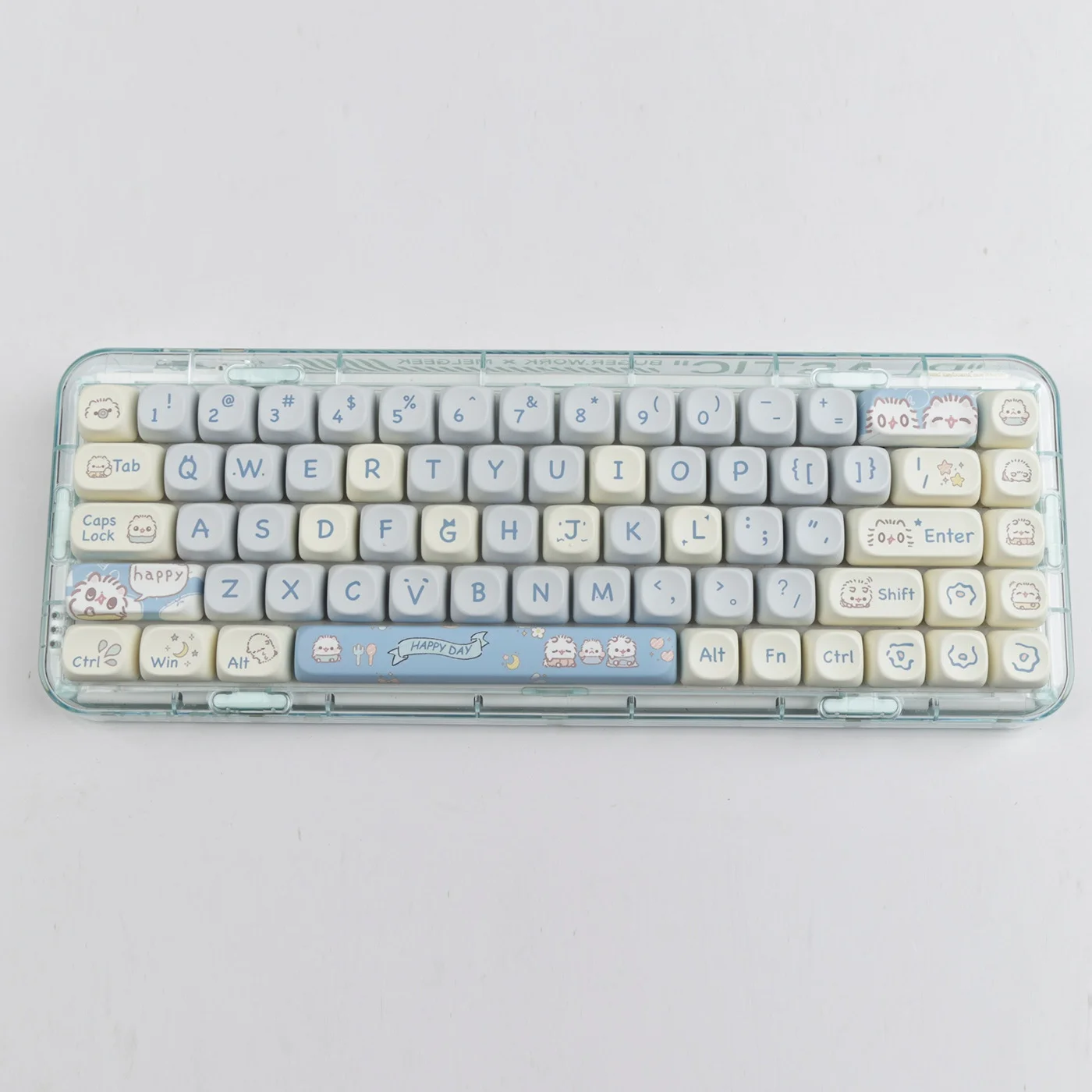 Neue Eisbär Tasten kappen blau niedlichen Cartoon Moa hoch Sublimation 75 98 Tasten Rüschen Satz von mechanischen Tastatur kappen Geschenk