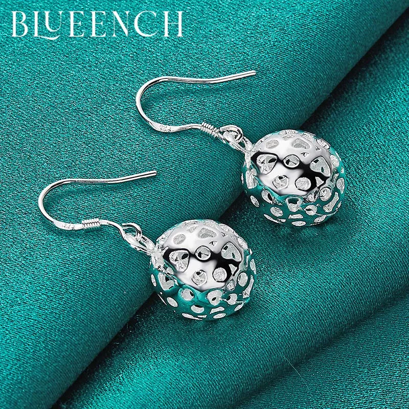 Blueench 925 Sterling Silver Ball Cutout Drop Earrings for Women Dating Wedding Fashion Charm Jewelry