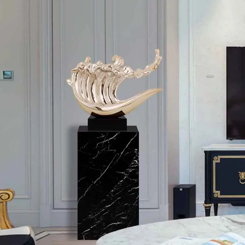 l*-Abstract Wave Sculpture, Crafts Room Decor, Nordic Creative Handicrafts, Living Room Office Artwork Statue,