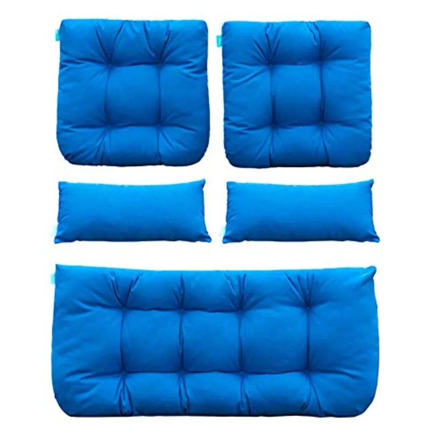 Cojines de asiento de mimbre para Patio exterior, asiento de dos piezas en forma de U, dos almohadas lumbares para muebles de Patio, asiento de dos plazas de mimbre, banco para porche