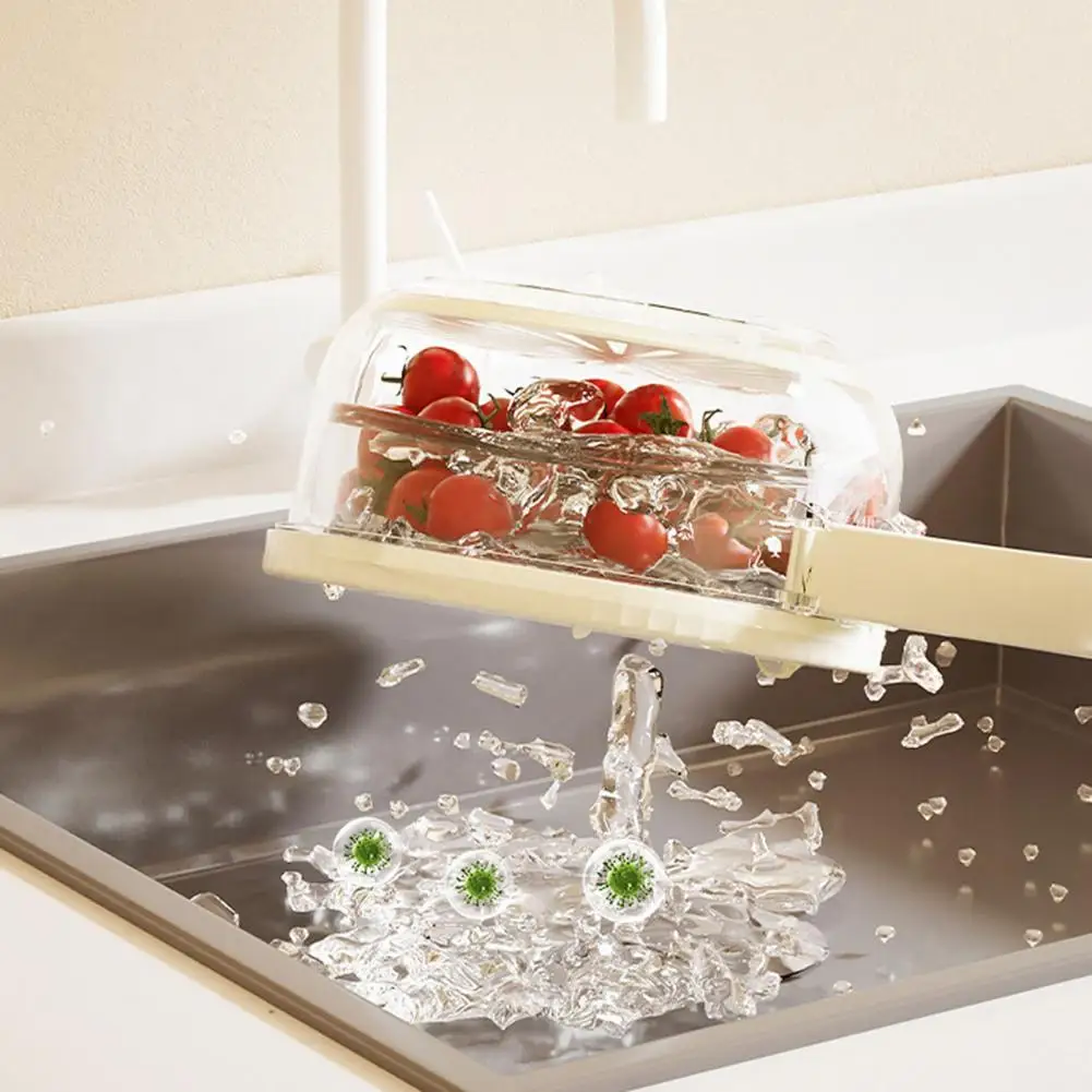 Cesta de armazenamento de cozinha dobrável, coador tigela, Bpa grátis, recipiente de frutas com design à prova de respingos para vegetais