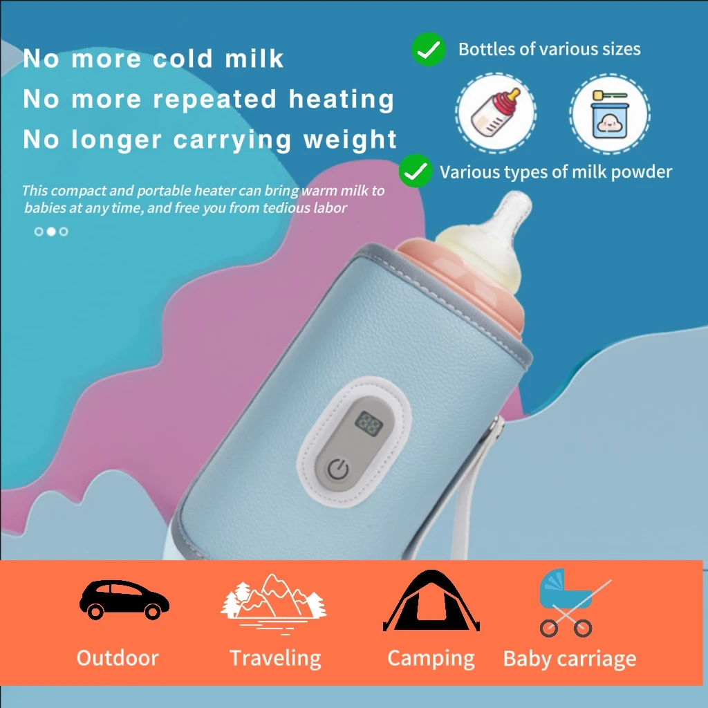 USB Digital Universal Baby Milk Warmer Portable Nursing Bottle Heater Temperature Adjustable Newborn Items For Travel Outdoor