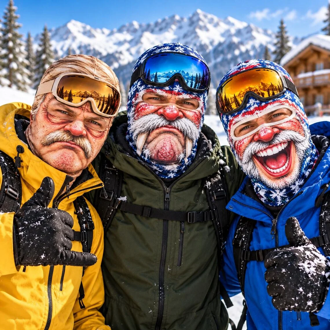 Outdoor Sports Fun Faces, Balaklava Hats, American Flag, Funny Mustaches, Ski Masks, Snowboard Team Party Accessories