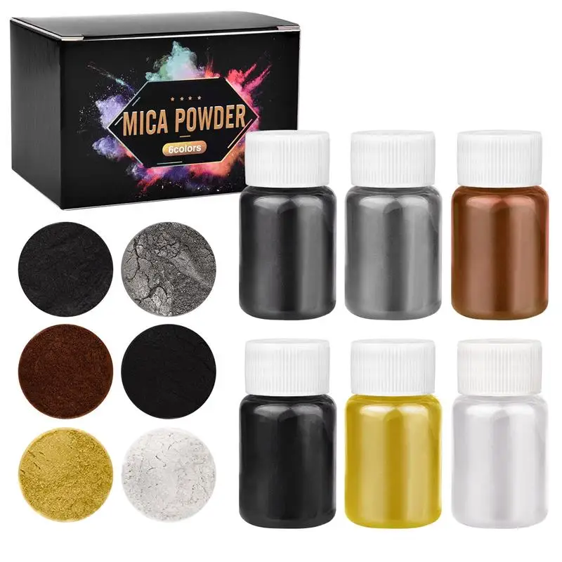 6-delige set epoxyhars kleurstof mica poeder gepoederde pigmenten set hars mica parelmoer hars parel doos verpakt micas kleurstoffen hars