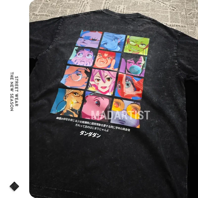 Anime Dandadan T Shirt Vintage Washed Dan Da Dan T-shirts Streetwear Manga Ayase Momo Takakura Ken Tops Tees Men Girl 100%Cotton image 4
