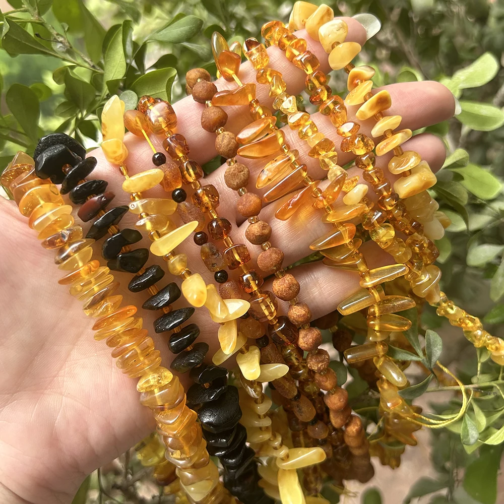 Natuurlijke echte amber onregelmatige chip/vierkante/ronde kralen rijke maat DIY armband/ketting voor sieraden maken 39cm