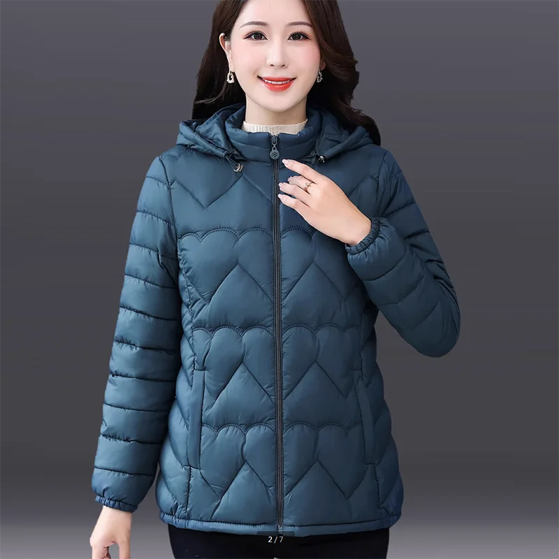 Cotton-Padded Down Jacket for Women, Long Sleeve, Thin, Light Hooded, Loose Cotton Coat, Short Outwear, Spring and Autumn, 2023