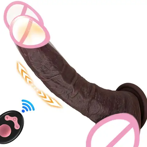 Big Dildo Heated Realistic Thrusting Vibrating Dick with Remote 10 Thrust 10 Vibe Modes G-Spot Stimulator Suction Cup for Women