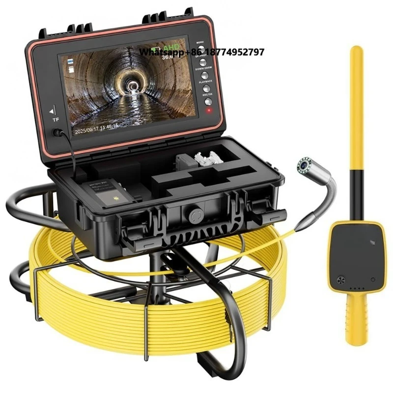 9-Inch IPS screen 1080P self-leveling 512Hz locator video pipe drainage sewer inspection  industrial endoscope  50M