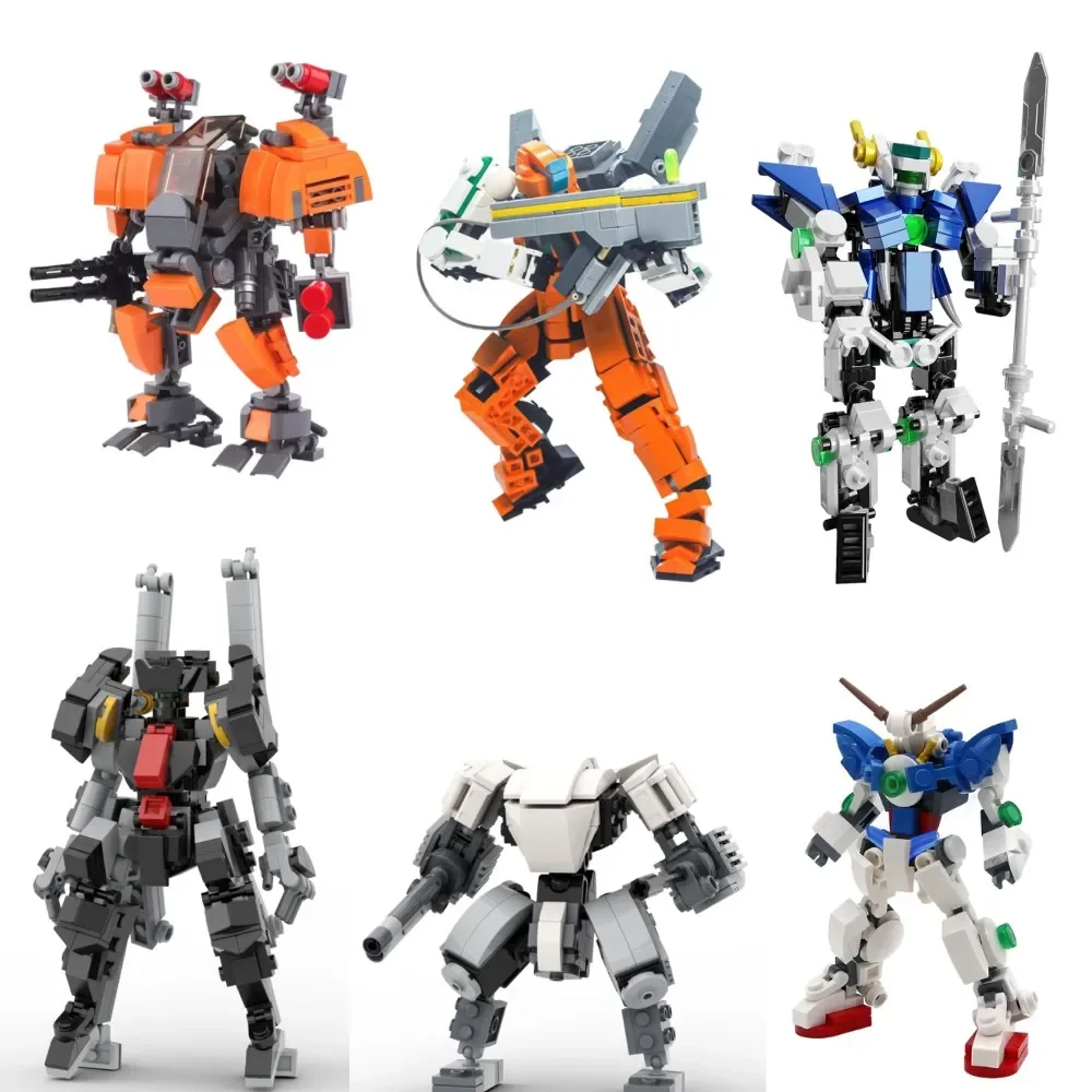 Gobricks 오렌지 센티넬 Mech빌딩 블록 모델, 업 링크 Mech Revamps 벽돌 구동 외골격 Mech 블랙 갈매기 장난감 선물